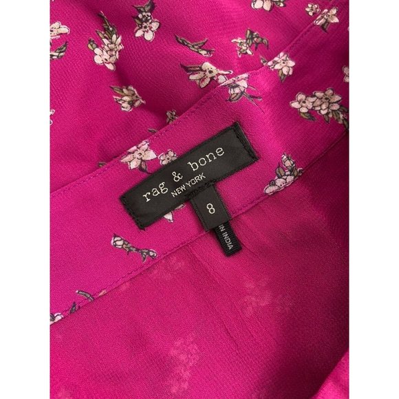 Rag and Bone women's 8 pink floral side tie georgette wrap midi skirt - Picture 6 of 7